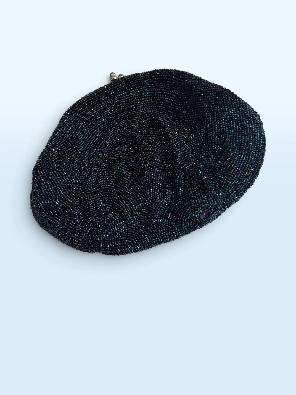 Hand Crafted In Belgium Navy Beaded Evening Clutch